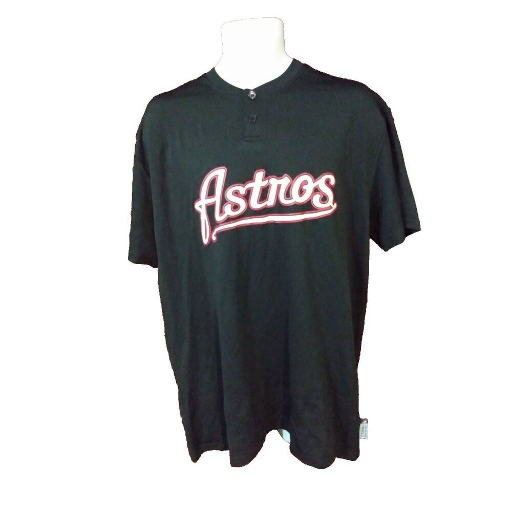 Majestic Houston Astros Pullover Baseball Jersey Mens 2XL Fits XL Black MLB